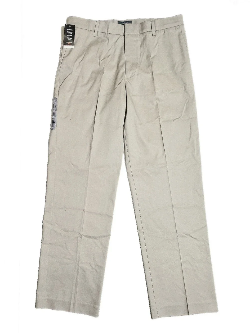 Dockers Mens Signature Iron Free Flat Front Straight Fit Khaki Beige 33x32 NWT